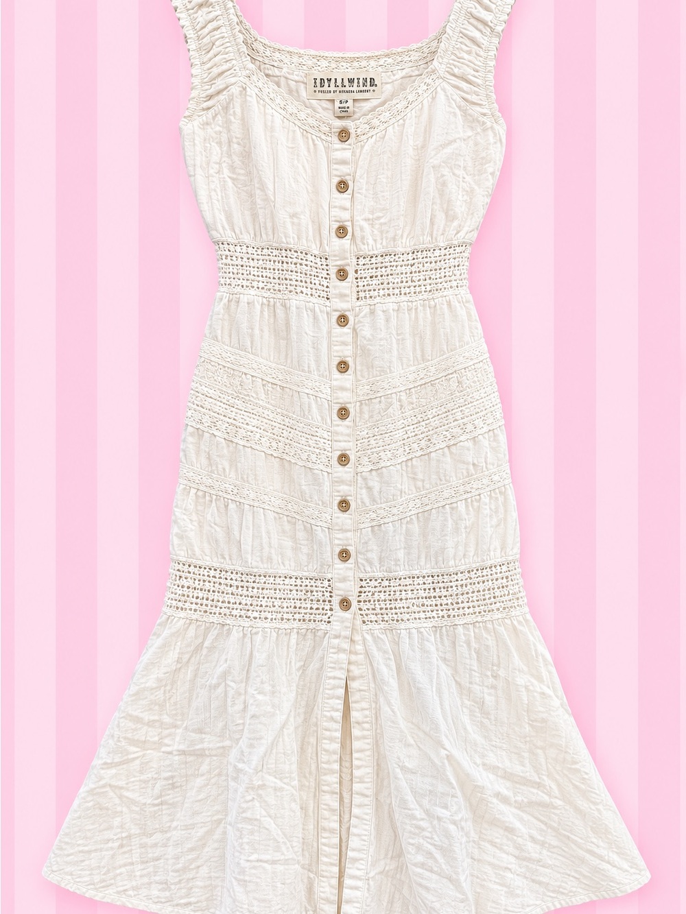 Idyllwind Miranda Lambert White Lace Button Front Maxi Dress Western Boho Size S